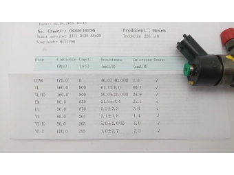 WTRYSKIWACZ BOSCH 0445110276 OPEL ASTRA, VECTRA, ZAFIRA 1.9 CDTI SAAB TEST