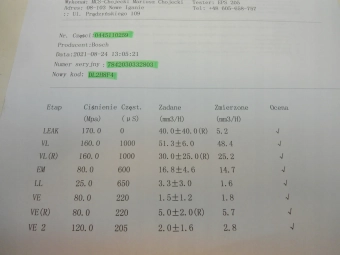 WTRYSKIWACZE PEUGEOT 307 1.6 0445110259 SPRAWDZONE